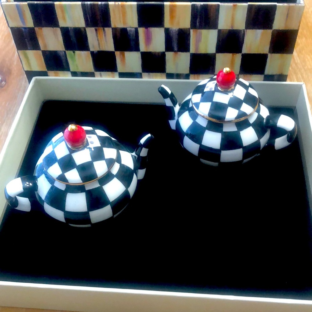 New in box Mackenzie-Childs salt and pepper set.
